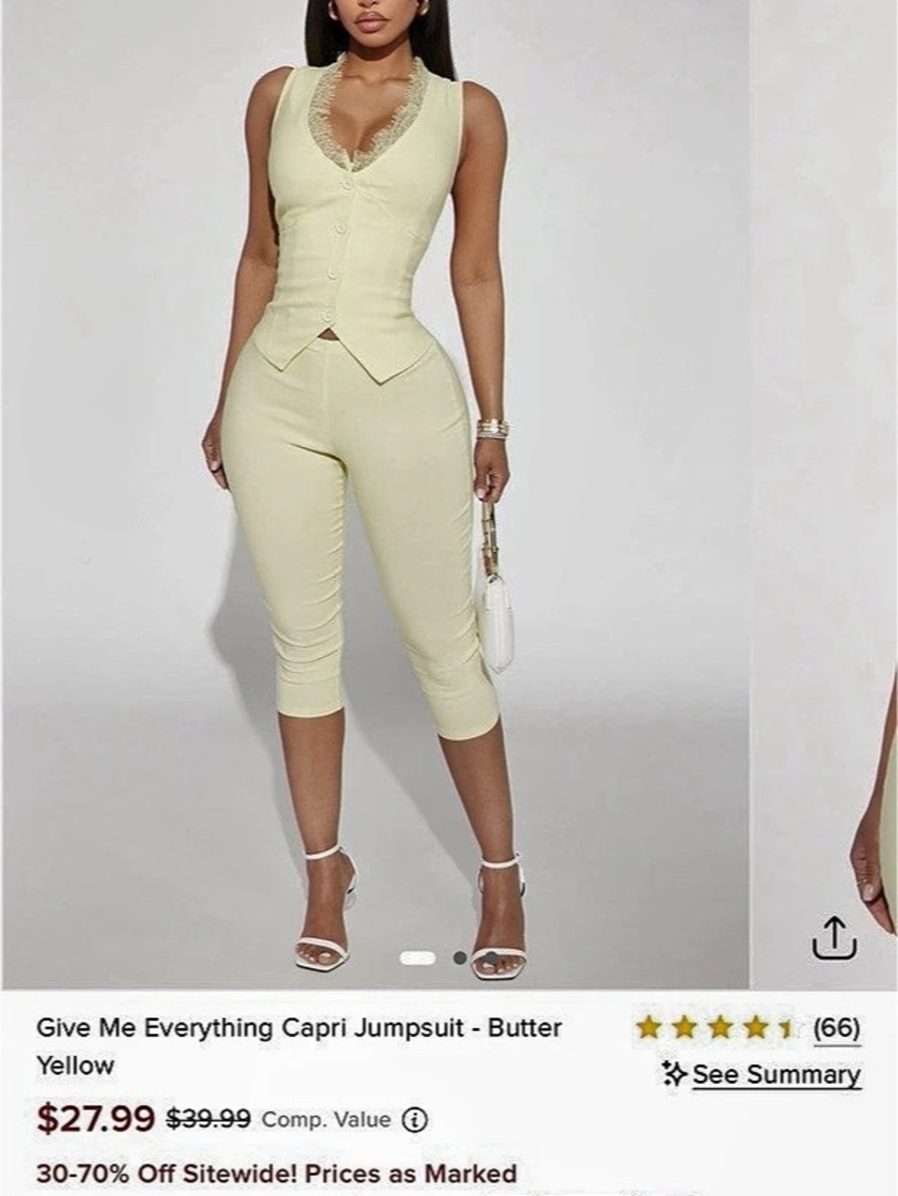 Fashion Nova Give Me Everything Capri Jumpsuit Yellow